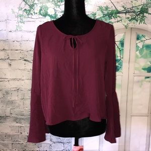 NEW⭐️ Polly & Esther Red Long Sleeve Size M Sheer Blouse ❤️